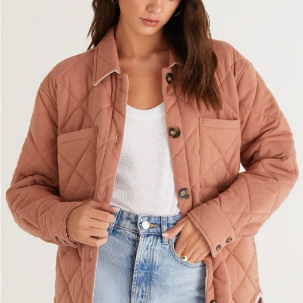 EUC Z Supply Maya Quilted Shacket Burnt Cedar